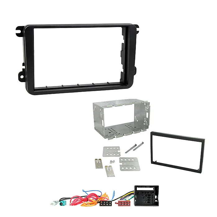 VW Golf, Passat, Touran Double Din Stereo Fascia Panel Adapter Plate Cage Fitting Kit