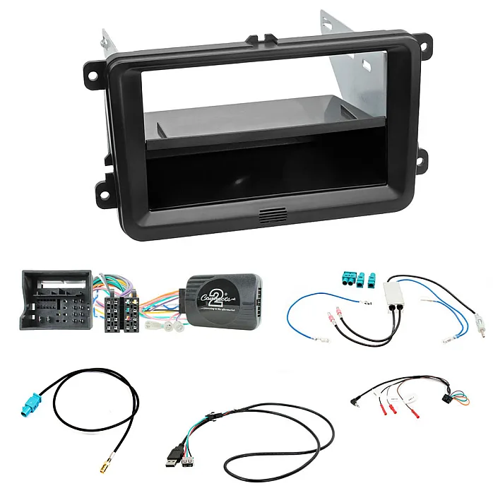 VW T6 2015 - 2019 Single/Double Din Fascia Steering DAB USB Fitting Kit