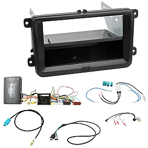 VW Caddy 2015-2020 Single / Double Din Fascia Steering Optical Parking Sensor DAB USB Fitting Kit
