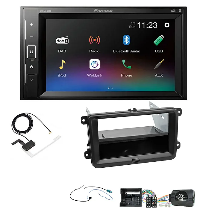 VW Transporter T6 2015-2019 Pioneer DAB Digital Radio 6.2" Screen iPod iPhone Bluetooth Stereo Upgrade Kit