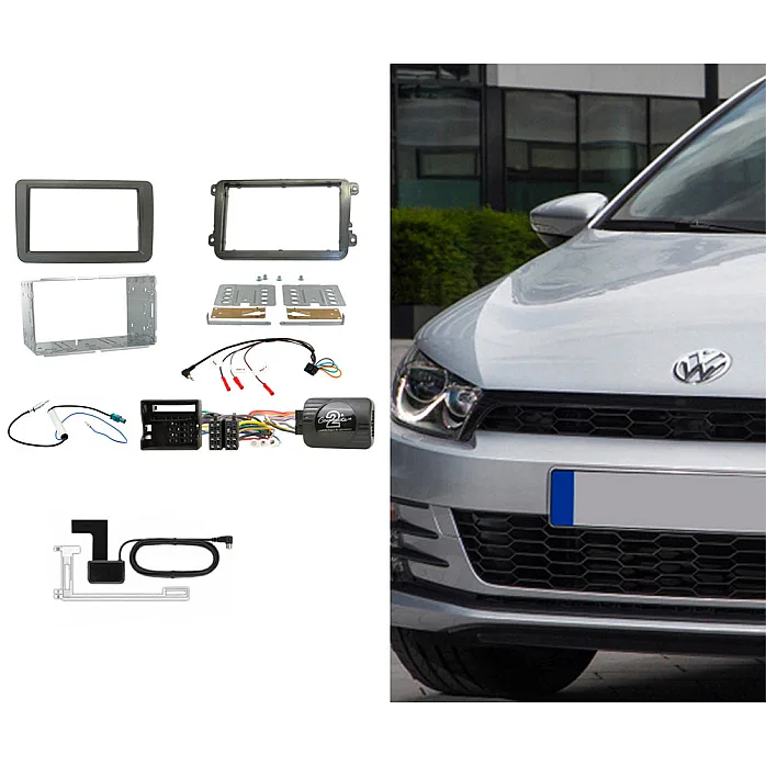 Volkswagen Double Din Car Stereo Fascia Steering Wheel Aerial Fitting Kit With DAB Aerial