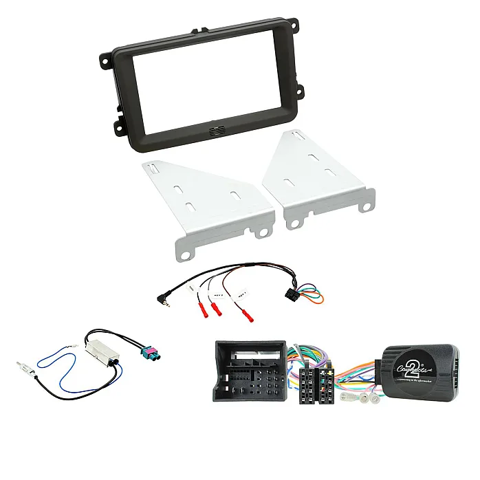 VW Beetle, Caddy, Jetta, Sharan, T-6 Double Din Car Stereo Fitting Kit Black