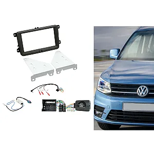 VW Beetle, Caddy, Jetta, Sharan, T-6 Double Din Car Stereo Fitting Kit Black