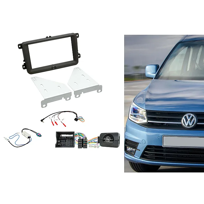 VW Beetle, Caddy, Jetta, Sharan, T-6 Double Din Car Stereo Fitting Kit Black