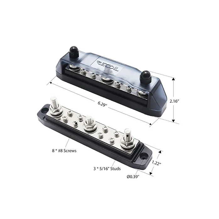 RECOIL 10-SBB-38 3+8 Pole Busbar kit (3 x 3/8" Terminal Power Distribution Block)