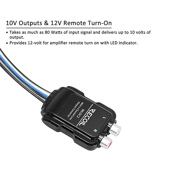 Recoil MLOC2 2 Channel 80W High to Low Level Line out Converter with Built in Amp Remote Trigger