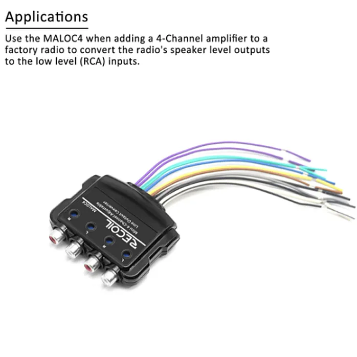 InCarTec 23-008 Recoil 4 Channel 80W High to Low Level Line out Converter with Built in Amp Remote Trigger