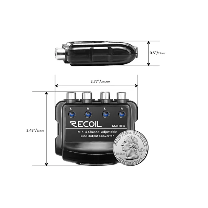 InCarTec 23-008 Recoil 4 Channel 80W High to Low Level Line out Converter with Built in Amp Remote Trigger