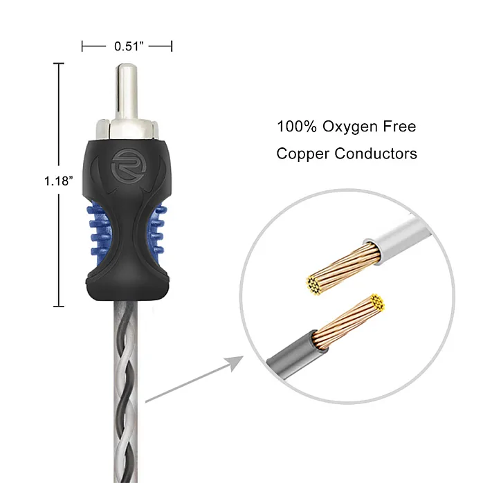 Recoil Echo Series Premium Twisted Pair RCA Phono Audio Cable 1.8m (6ft)