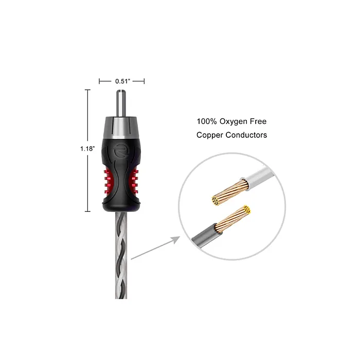 RECOIL Echo Pro-Series Premium 2-channel Twisted Pair RCA Phono Audio Cable 5m (17ft)