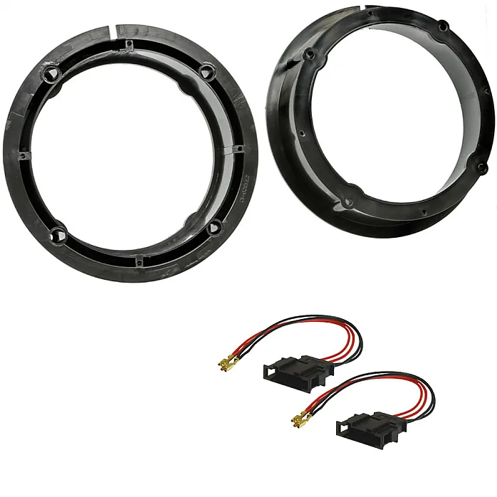 VW 165mm Front or Rear Doors Speaker Adapter Rings With Speaker Adaptor Plugs