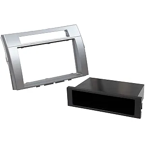 InCarTec 50-328S Toyota Corolla Verso Single / Double Din Car Audio Fascia Removable Pocket (SHINY SILVER)
