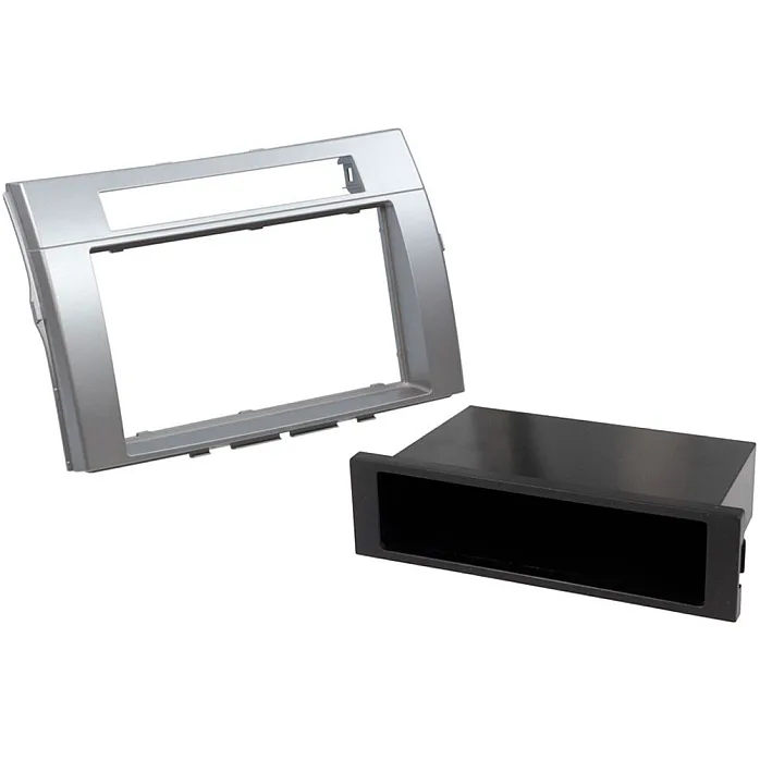 InCarTec 50-328S Toyota Corolla Verso Single / Double Din Car Audio Fascia Removable Pocket (SHINY SILVER)