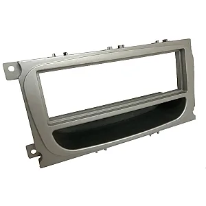 InCarTec 50-316/1 Ford (6000CD OVAL) Single Din Car Audio Fascia With Pocket (SILVER)