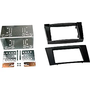 InCarTec 50-881 Mercedes CLS, E CLass Double Din (PRO FIT) Audio Fascia Radio Cage Kit (MATT BLACK)