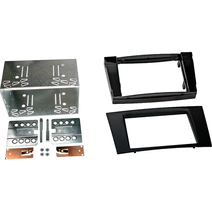 InCarTec 50-881 Mercedes CLS, E CLass Double Din (PRO FIT) Audio Fascia Radio Cage Kit (MATT BLACK)