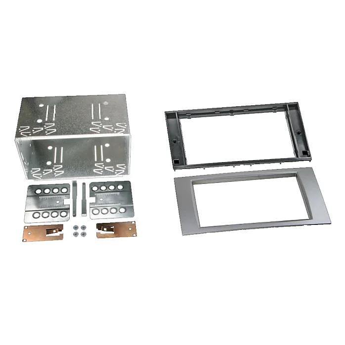 InCarTec 50-828/1 Ford (6000CD SQUARE RADIO) FLUSH FIT Double Din Car Fascia Radio Cage Kit (SILVER)