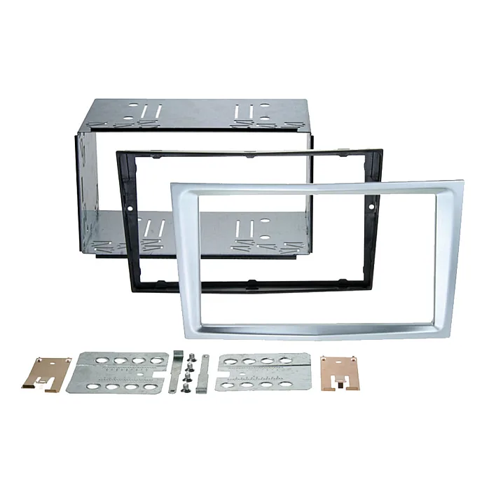 InCarTec 50-841/2 Holden Double Din Car Audio Fascia Radio Cage Adapter kit (MATT CHROME/ SILVER)