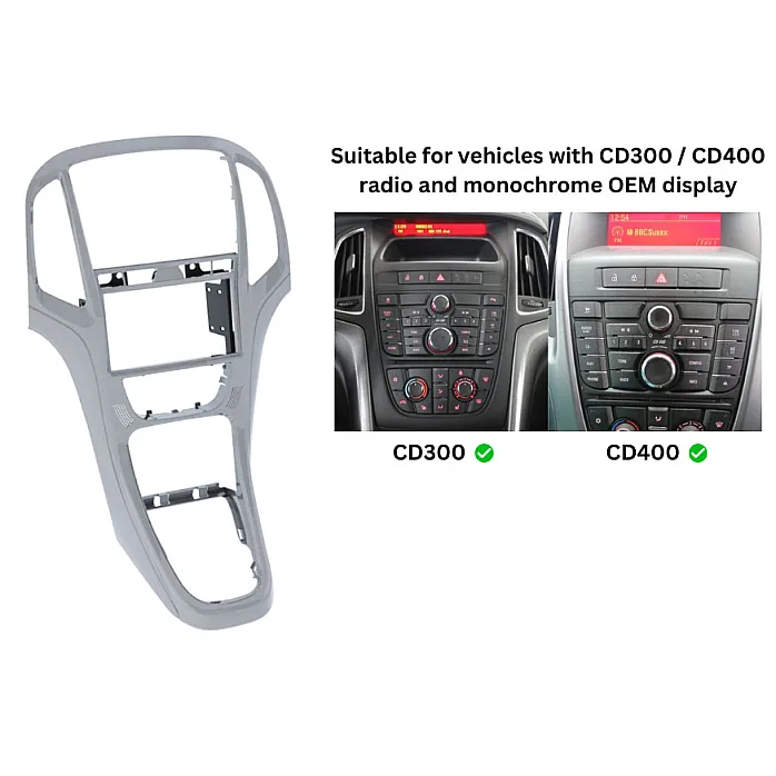 InCarTec 50-891/2 Holden Astra PJ 2015-2016 Double Din Car Fascia Adapter Panel (PLATINUM SILVER)