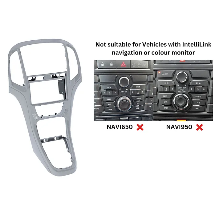 InCarTec 50-891/2 Holden Astra PJ 2015-2016 Double Din Car Fascia Adapter Panel (PLATINUM SILVER)