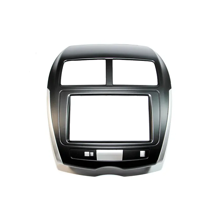 InCarTec 50-916 Mitsubishi Double Din Car Radio Fascia Black (With Silver Trim and no buttons)
