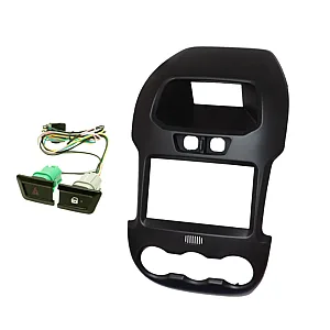 InCarTec 50-924 Ford Ranger (2011-2015) Double Din Radio Fascia Adapter Panel With Replacement Switches (BLACK)