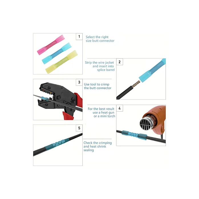 RECOIL 82-HSB-KIT Insulated Heat Shrink Butt Connectors/ Terminals Kit (280 pieces)