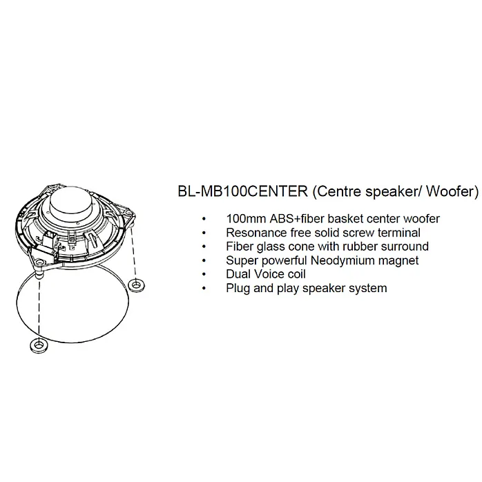 BLAM BL-MB100CENTER Relax Mercedes Benz 100 mm (4") Dual Voice Coil Centre Channel Speaker