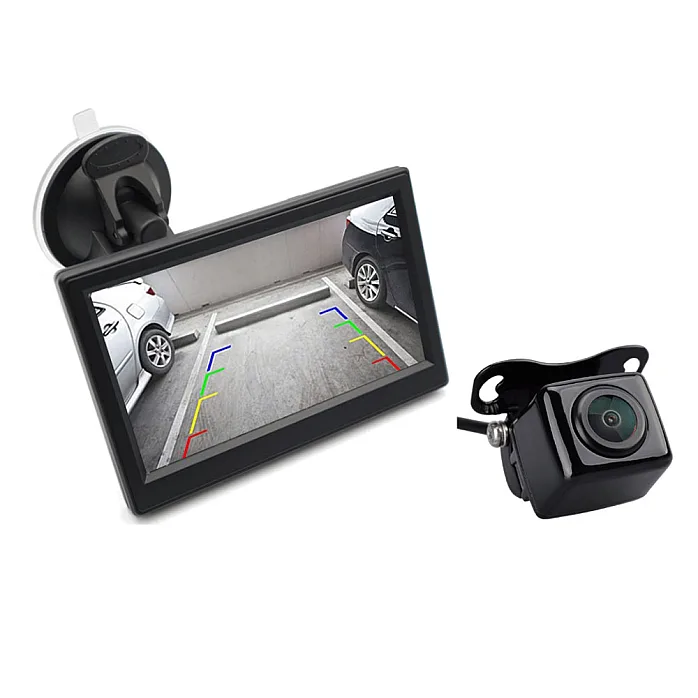 InCarTec CK-UNI-U120 Universal Adjustable Bracket Rear View Camera and 5" Standalone Monitor Kit