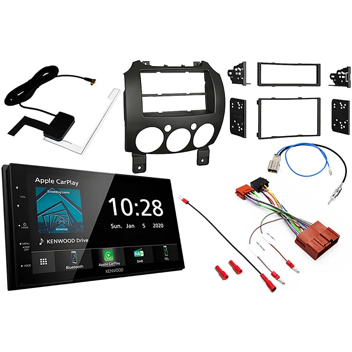 Mazda 2 (3rd Gen) DE Kenwood DMX5020DABS Apple CarPlay DAB Digital Radio Upgrade Kit