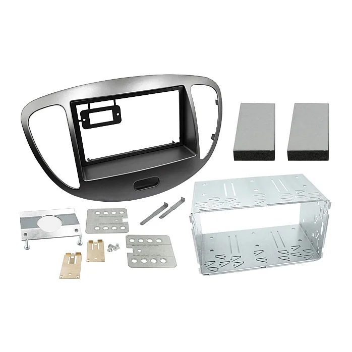 InCarTec FK-878-S Hyundai i10 (2008-2013) Double DIN Car Stereo Upgrade Fitting Kit (SILVER)