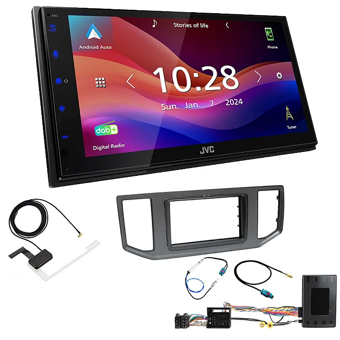 VW Crafter (2017-2023) JVC KW-M595DBT 6.8” Wired CarPlay / Android Auto Bluetooth Mirroring DAB+ Stereo Upgrade Pack