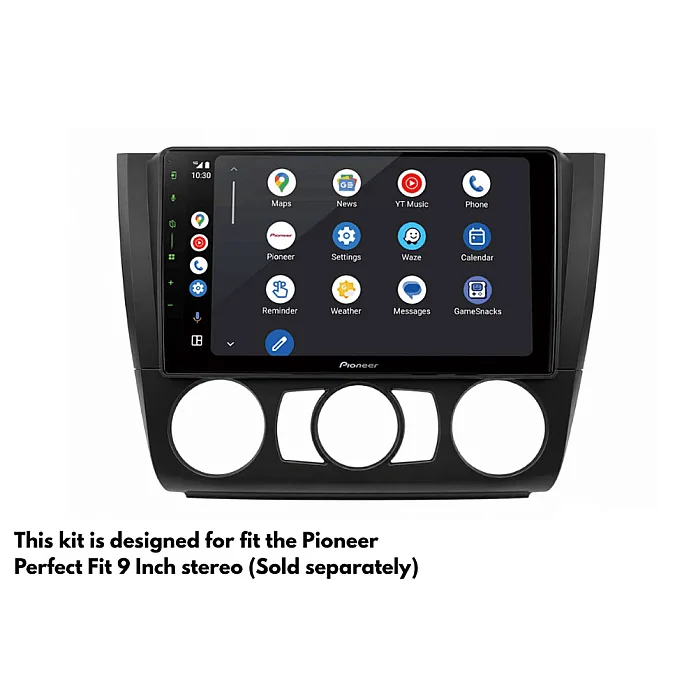 BMW 1 Series E81, E82, E87, E88 9" Perfect Fit Kit with Steering Controls / PDC Retention (MANUAL AIR CON)