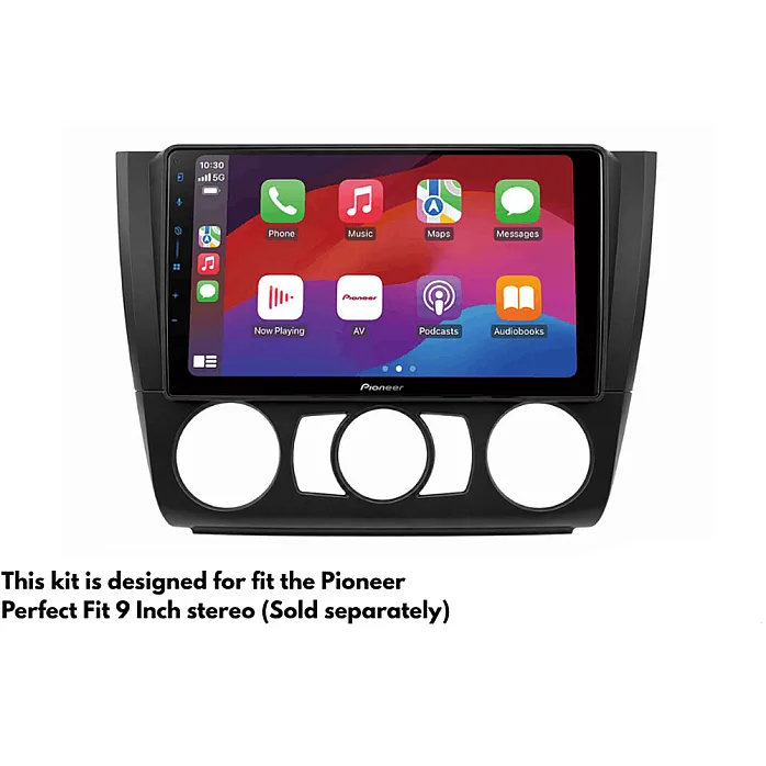 InCarTec PF-114 BMW 1 Series E81, E82, E87, E88 9" Perfect Fit Stereo Kit With Steering Controls (MANUAL AIR CON)