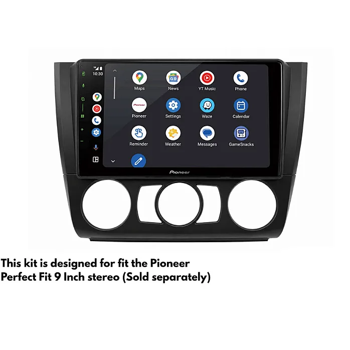 InCarTec PF-114 BMW 1 Series E81, E82, E87, E88 9" Perfect Fit Stereo Kit With Steering Controls (MANUAL AIR CON)
