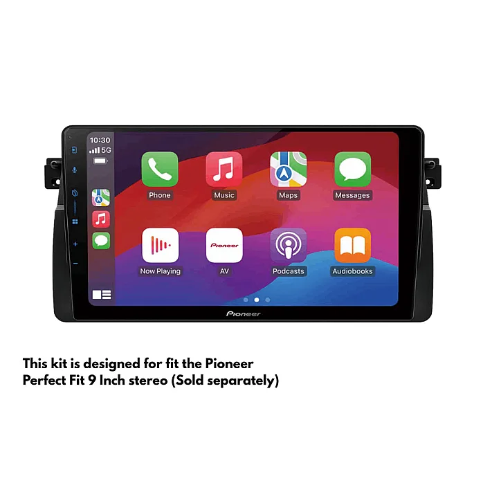 InCarTec PF-116-NAVR BMW 3 Series E46 (1999–2006) 9" Perfect Fit Stereo Fitting Kit with OEM Navigation & Round Pin
