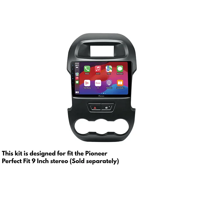 InCarTec PF-163-SWC Ford Ranger (2012-2016) Perfect Fit 9" Stereo Fitting Kit with Steering Wheel Control Retention