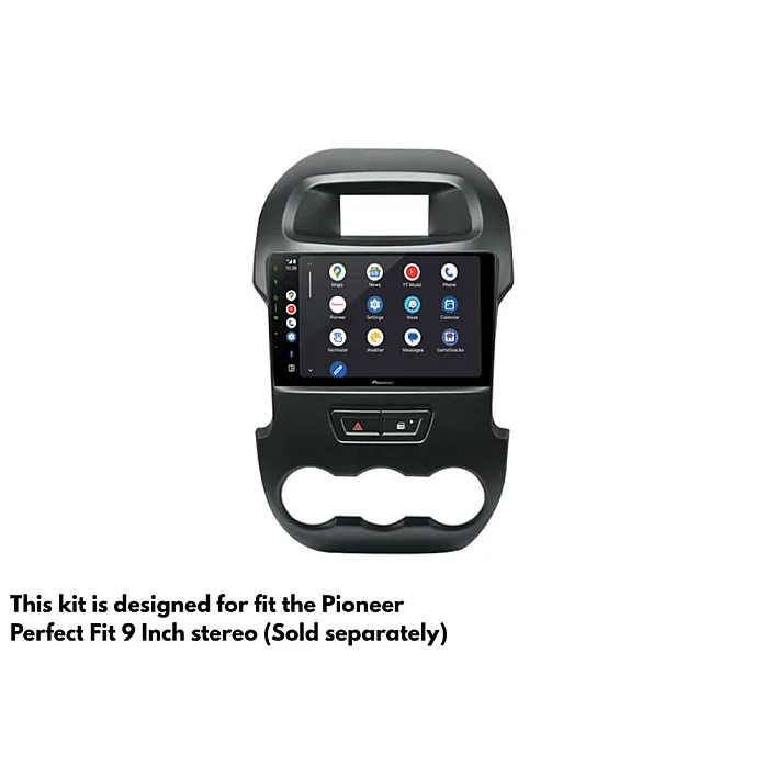 InCarTec PF-163-SWC Ford Ranger (2012-2016) Perfect Fit 9" Stereo Fitting Kit with Steering Wheel Control Retention