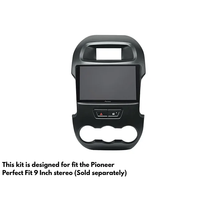 InCarTec PF-163-SWC Ford Ranger (2012-2016) Perfect Fit 9" Stereo Fitting Kit with Steering Wheel Control Retention