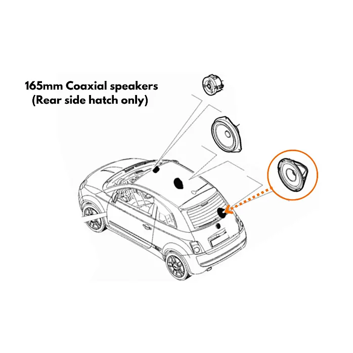 InCarTec SFK-FIA2-RCX65 Abarth 500 (2008-2016) 6.5" Rear Side Hatch Coaxial Speaker Upgrade Fitting Kit