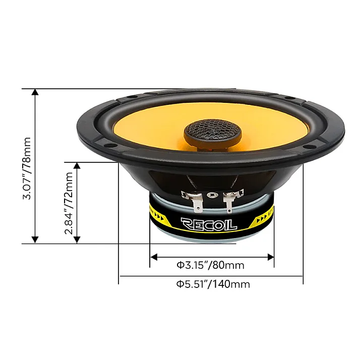 Recoil RLX65 6.5" (165mm) 2 Way Full Range Coaxial Car Speaker System