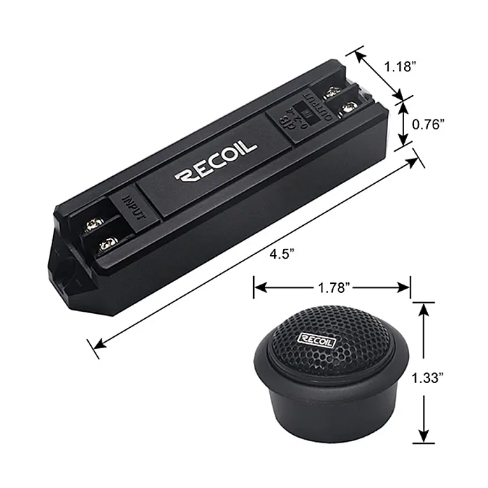 Recoil SPK-REC-RET1 Echo-Series 1" Silk Dome Tweeter And Triple Level Tweeters Crossover Set (PAIR)
