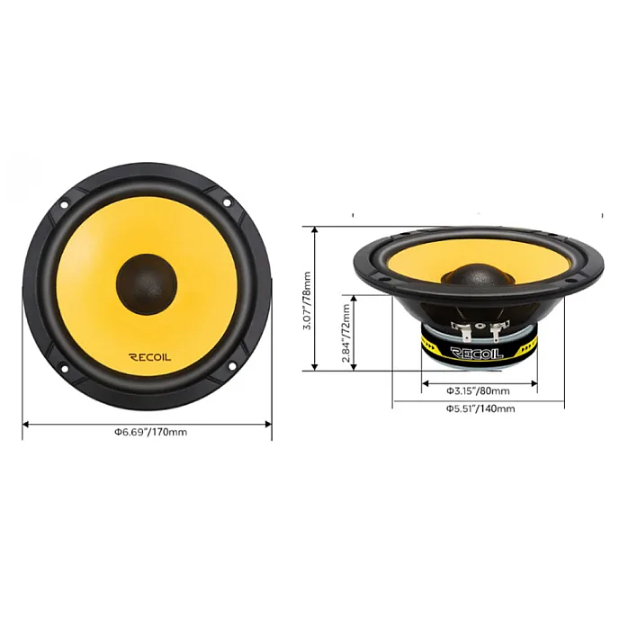 InCar Tec SPK-REC-RLM65 Level 3 - 6.5" (165mm) Component Car Speaker System