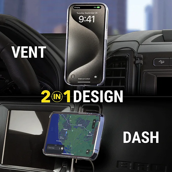 Scosche MPQ6DV-SP Magnetic Dash/Vent Mount Holder 15W Wireless Fast Car Charger Phone Stand