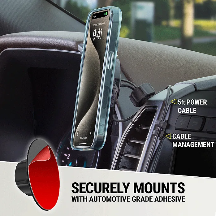 Scosche MPQ6DV-SP Magnetic Dash/Vent Mount Holder 15W Wireless Fast Car Charger Phone Stand