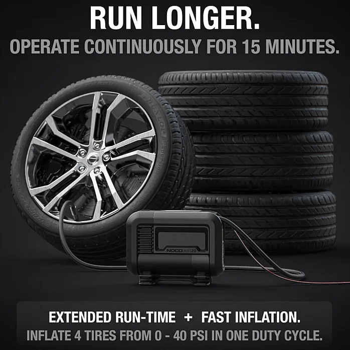 NOCO AIR20 UltraFast 20A Tire Inflator 12V Portable Air Compressor Pump