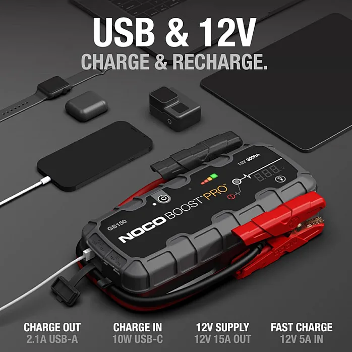 NOCO GB150 Boost PRO 12V Portable Lithium-ion Battery UltraSafe Jump Starter 3000A