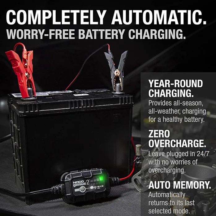 NOCO GENIUS2 Battery Maintainer + Battery Desulfator 6V/12V 2A Smart Trickle Battery Charger