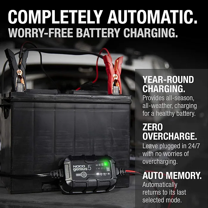 NOCO GENIUS5 Battery Maintainer + Battery Desulfator 6V/12V 5A Smart Trickle Battery Charger