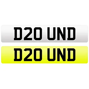 D20 UND Cherished Private Registration Number Plate Sound